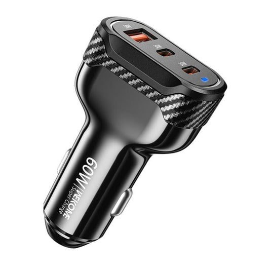 WK WP-C64 Carbon Fiber 60W Fast Car Charging Charger