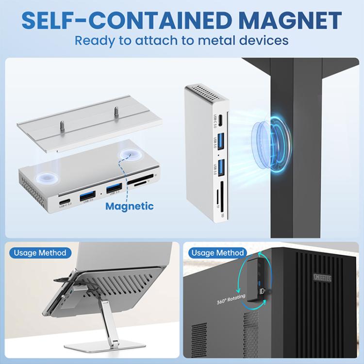 HST-2A1CTS 5 in 1 USB 3.0 Detachable Magnetic Docking Station