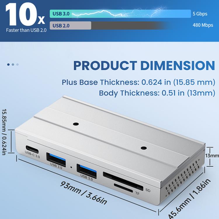 HST-2A1CTS 5 in 1 USB 3.0 Detachable Magnetic Docking Station