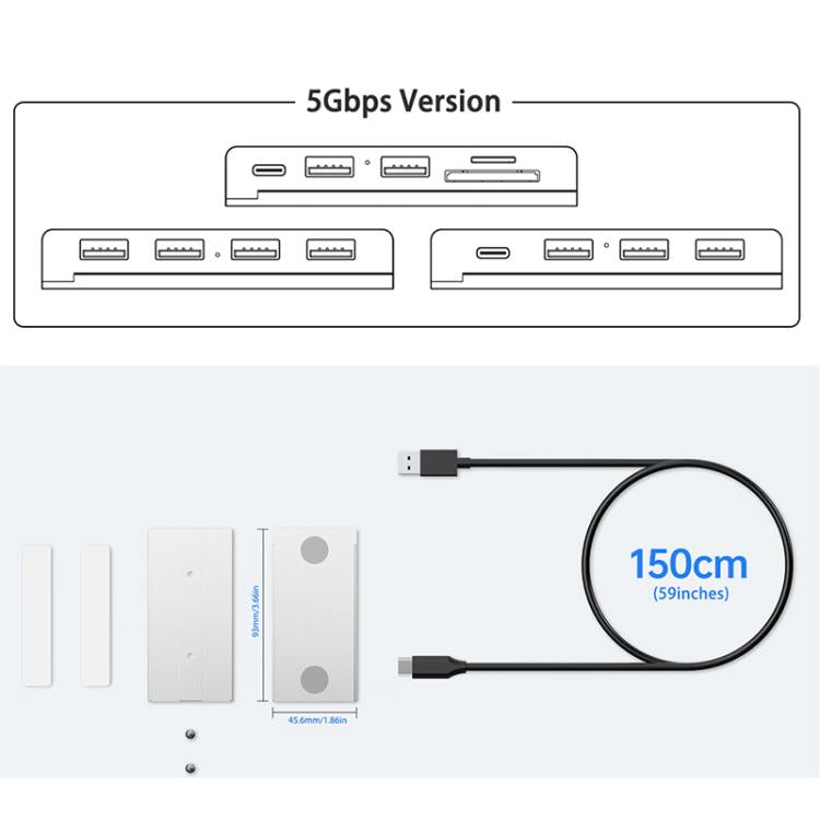 HST-2A1CTS 5 in 1 USB 3.0 Detachable Magnetic Docking Station