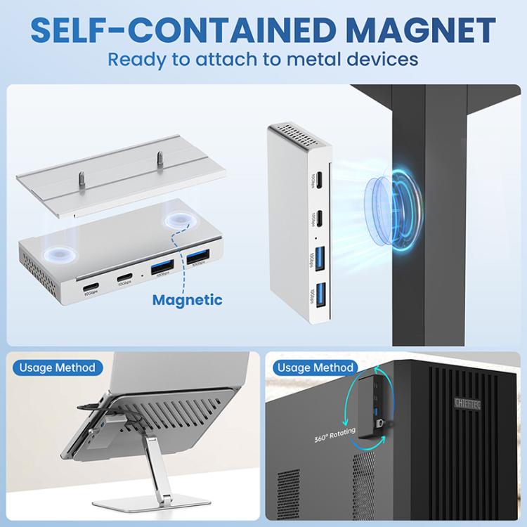 HST-2A2C 4 in 1 USB 3.2 10Gbps Detachable Magnetic Docking Station