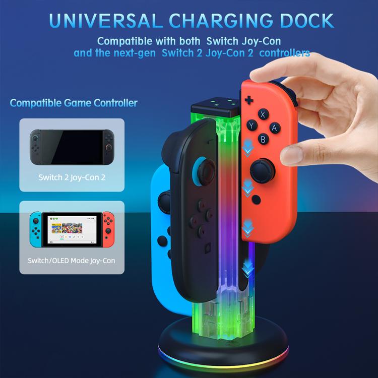 JYS NS2318 4 in 1 Game Controller Charging Dock with RGB Light