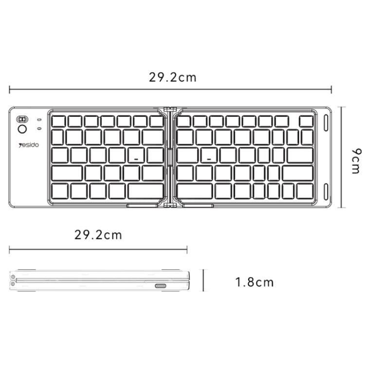 Yesido KB27 Ultra Slim Mini Two-Fold Portable Bluetooth Keyboard