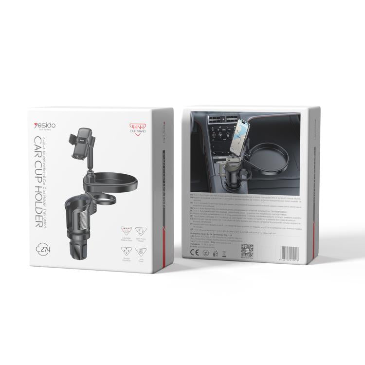 Yesido C274 4 in 1 Car Multi-function Tray Water Cup Phone Holder