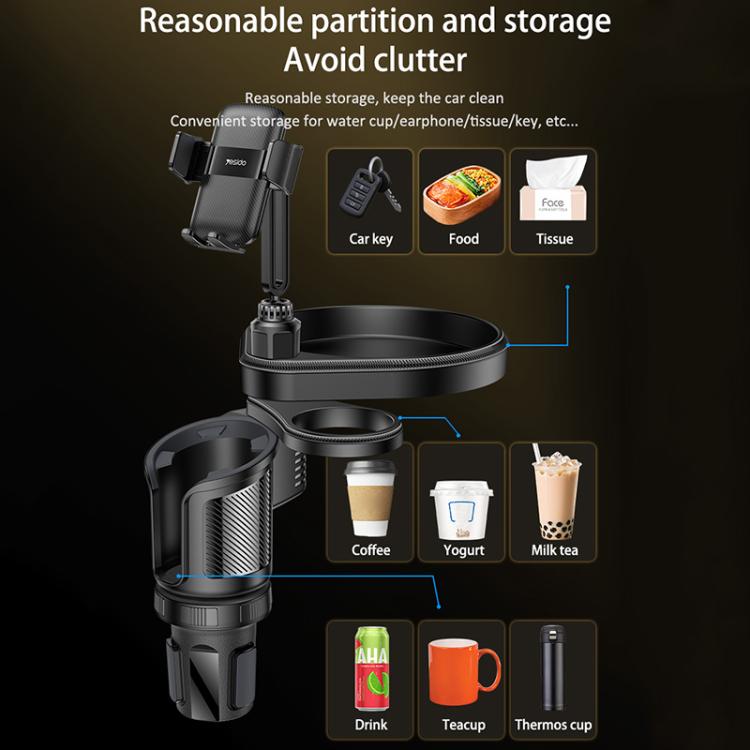 Yesido C274 4 in 1 Car Multi-function Tray Water Cup Phone Holder