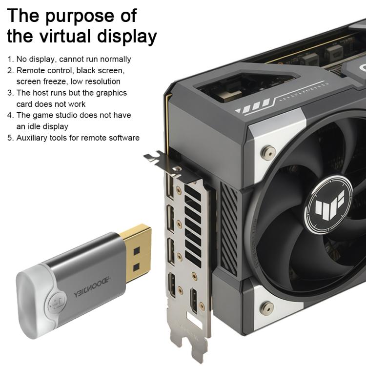 DOONJIEY DisplayPort Interface Graphics Card Spoofer Display Emulator Virtual Monitor with Indicator Light