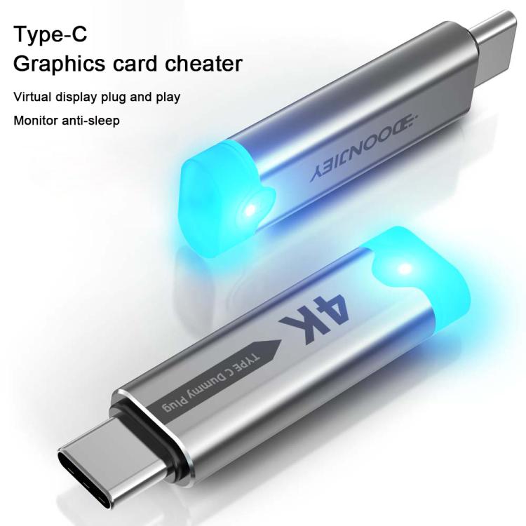 DOONJIEY USB-C / Type-C Interface Graphics Card Spoofer Virtual Monitor with Indicator Light