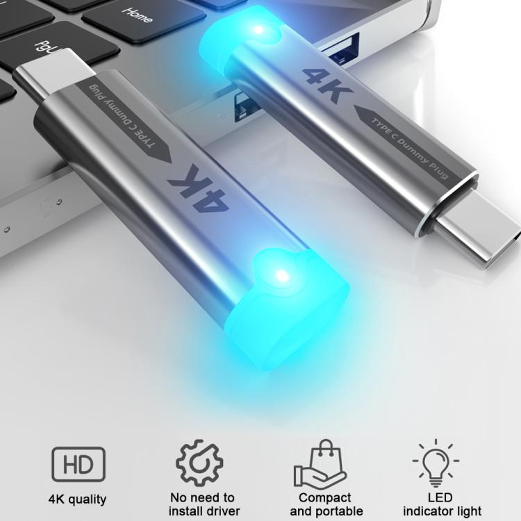 DOONJIEY USB-C / Type-C Interface Graphics Card Spoofer Virtual Monitor with Indicator Light