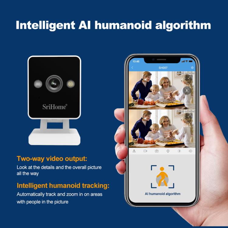 SriHome SH057 4MP HD Two-way Video Output Mini Camera Supports Night Vision