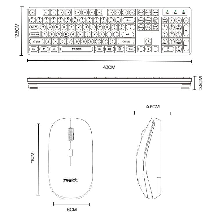 Yesido KB42 2.4G Business Wireless Keyboard Mouse Set
