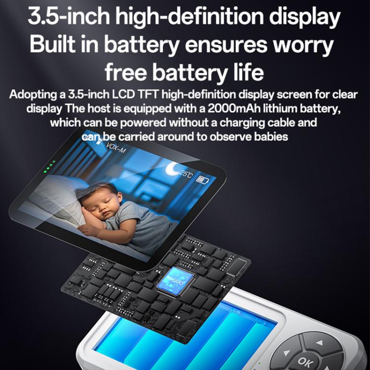 Yesido KM26 3.5 inch TFT screen 2.4G Baby Monitor Care Camera, Plug: UK Plug