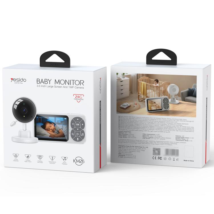Yesido KM26 3.5 inch TFT screen 2.4G Baby Monitor Care Camera, Plug: UK Plug