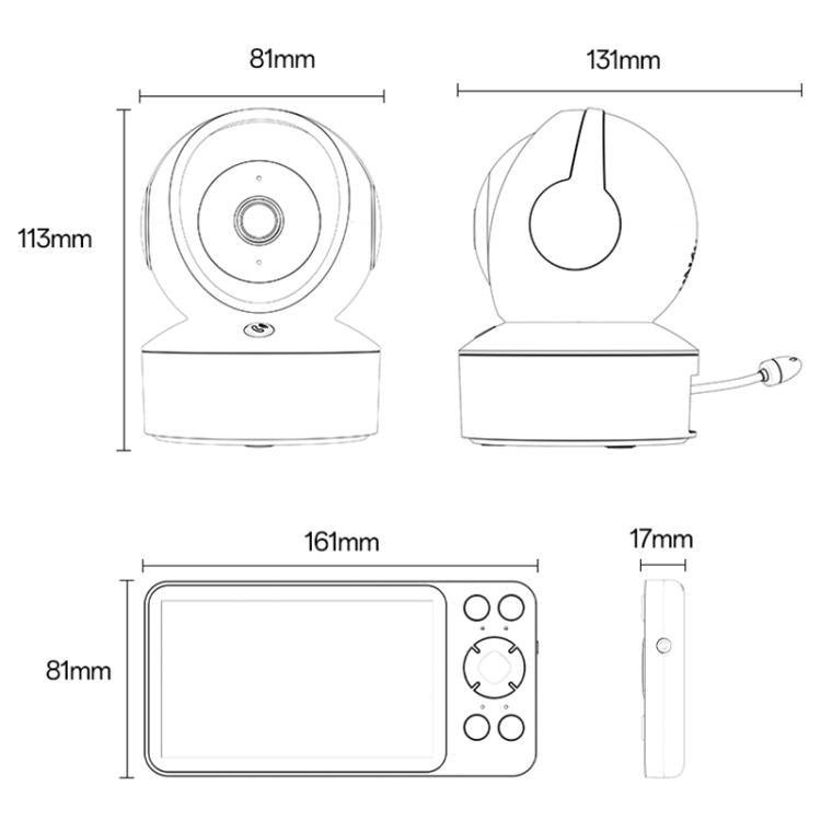 Yesido KM28 5 inch LCD Screen 2.4G WiFi Baby Monitor Care Camera, Plug: UK Plug