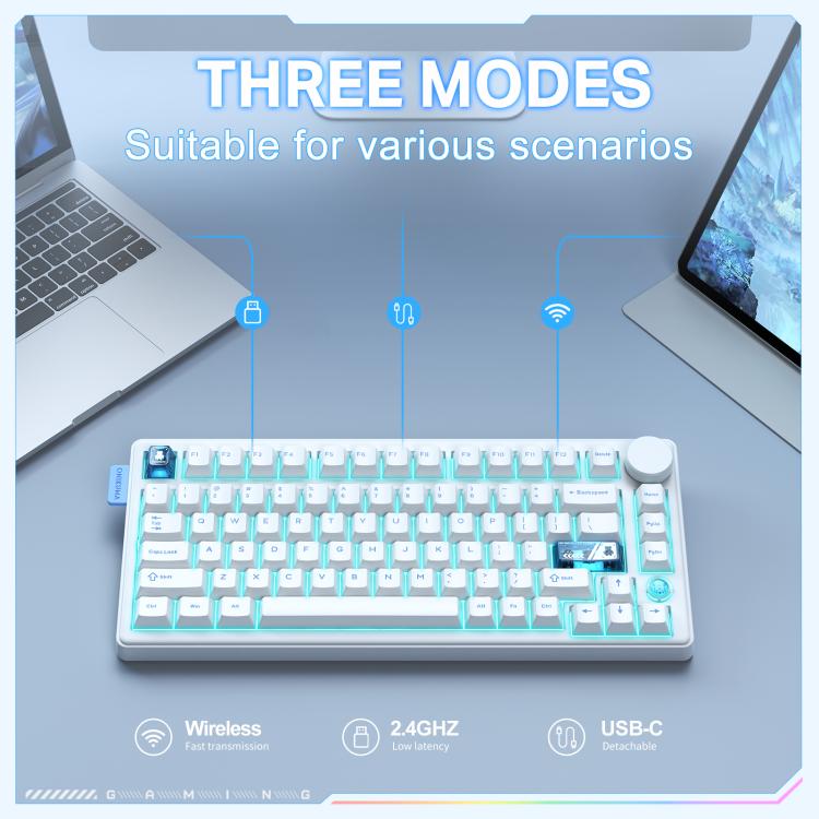 ONIKUMA MT706 81-Keys Hot Swappable Triple Mode Mechanical Keyboard