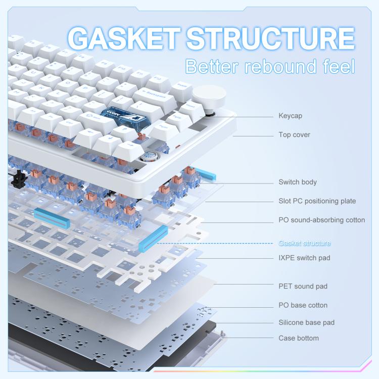 ONIKUMA MT706 81-Keys Hot Swappable Triple Mode Mechanical Keyboard