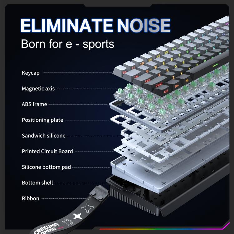 ONIKUMA G69 68 Keys RGB Lighting Wired Magnetic Axis Keyboard