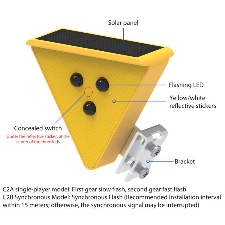 C2A Solar Flash LED Strobe Warning Light