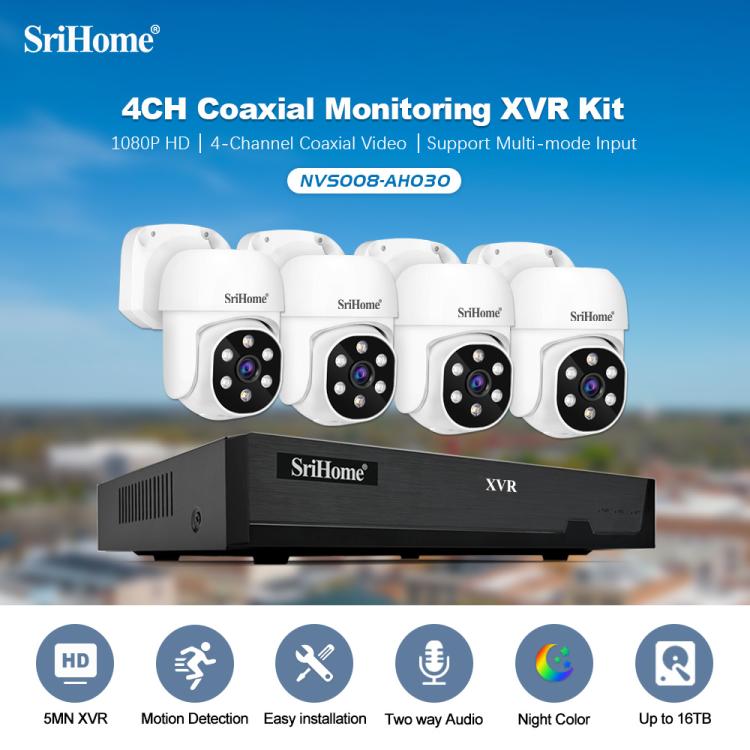 SriHome NVS008-AHD030 5MP HD 4-CH XVR NVR Camera Network Video Recorder Kit