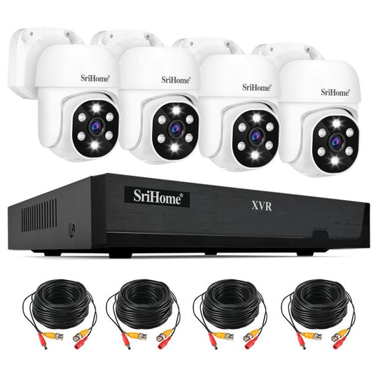 SriHome NVS008-AHD030 2MP HD 4-CH XVR NVR Camera Network Video Recorder Kit
