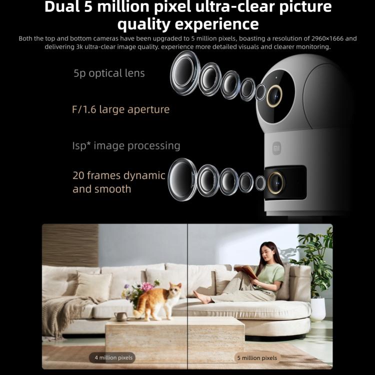 Original Xiaomi Mijia Smart Camera 4 Dual Lens PTZ 360 Degree AI Detection 5MP WiFi 6 Home Security Mi Home APP Camera