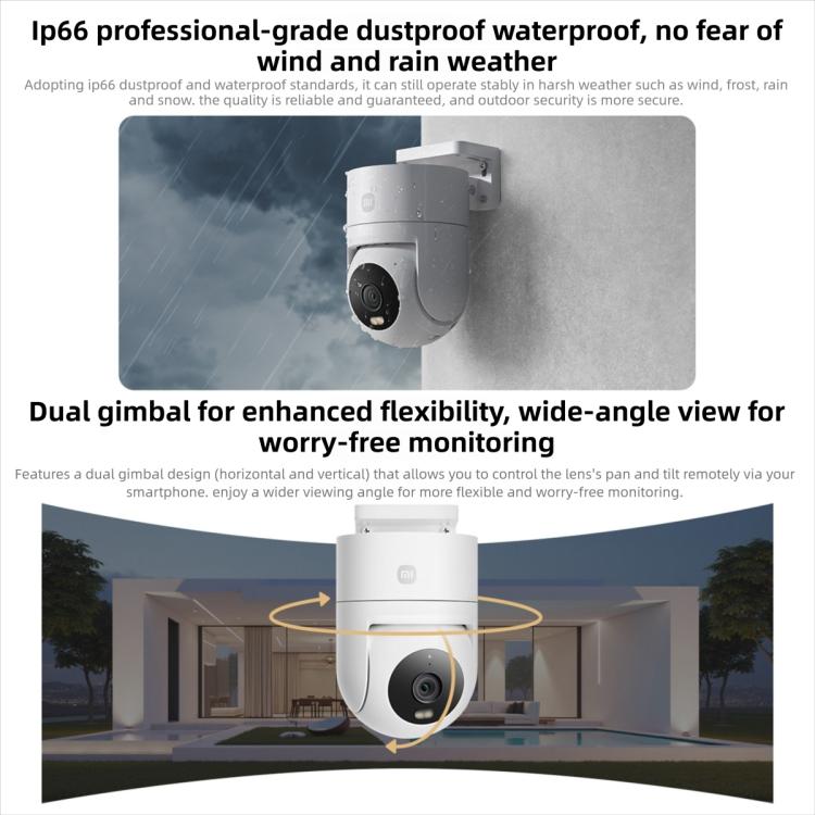 Original Xiaomi Outdoor Camera 4C 3K Full Color Night Vision 5MP IP66 Human Tracking Sound And Light Warning Voice Call Camera