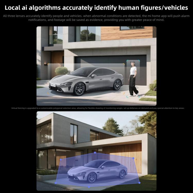 Original Xiaomi Outdoor Camera 4 Pro 3 Lens 9X Zoom 5MP Full Color Night Vision Sound Light Warning Security Camera