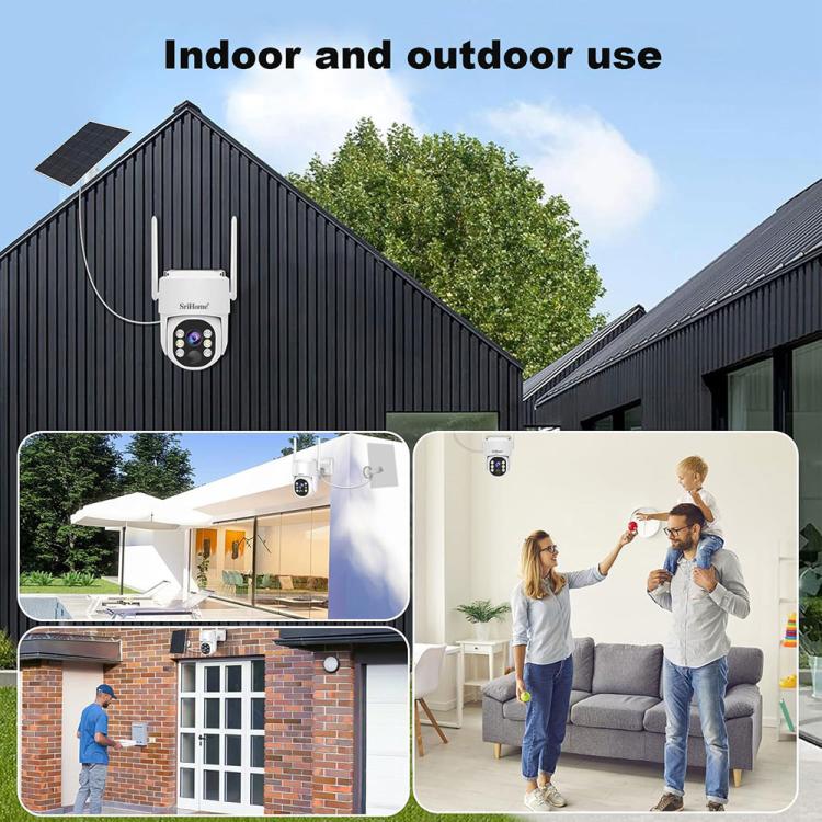 SriHome DH005 4MP 2K Low Power Consumption Wireless Security Camera System with Solar Panel