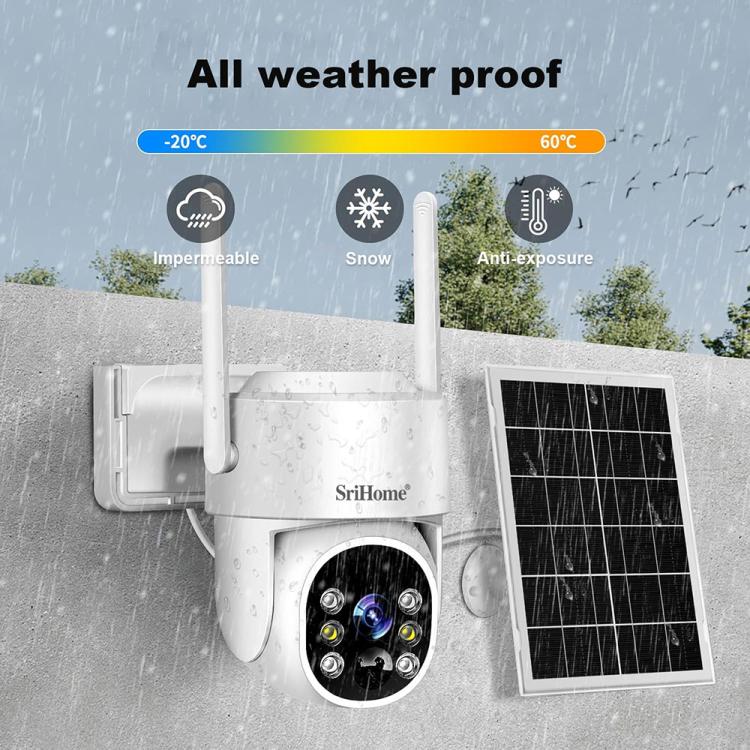 SriHome DH005 4MP 2K Low Power Consumption Wireless Security Camera System with Solar Panel