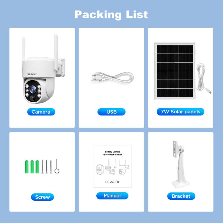SriHome DH005 4MP 2K Low Power Consumption Wireless Security Camera System with Solar Panel