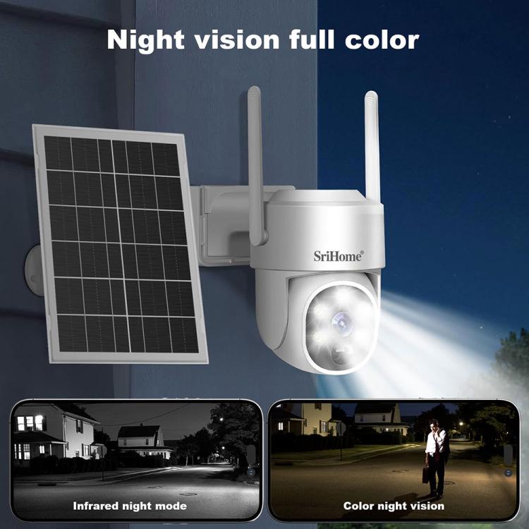 SriHome DH005 4MP 2K Low Power Consumption Wireless Security Camera System with Solar Panel