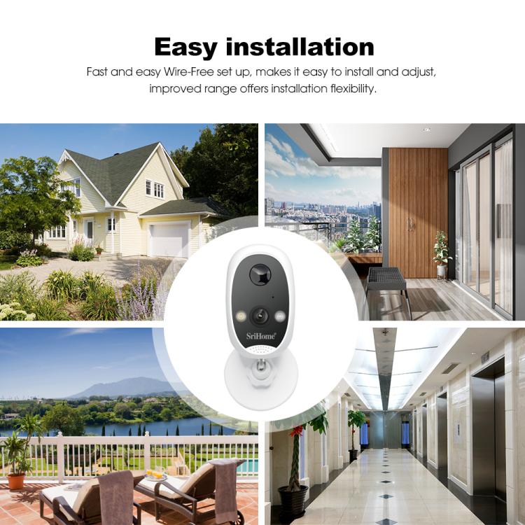 SriHome DH008 4MP 2K Low Power Consumption Wireless Security Camera System