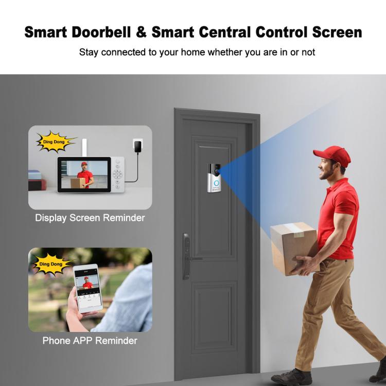 SriHome DH051+DH002+DH008 4MP HD Smart WiFi Video PIR Visual Doorbell Set