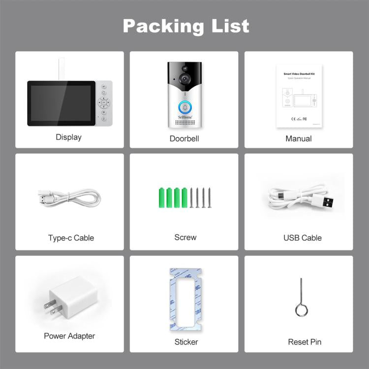 SriHome DH051+DH002 4MP HD Smart WiFi Video PIR Visual Doorbell Set