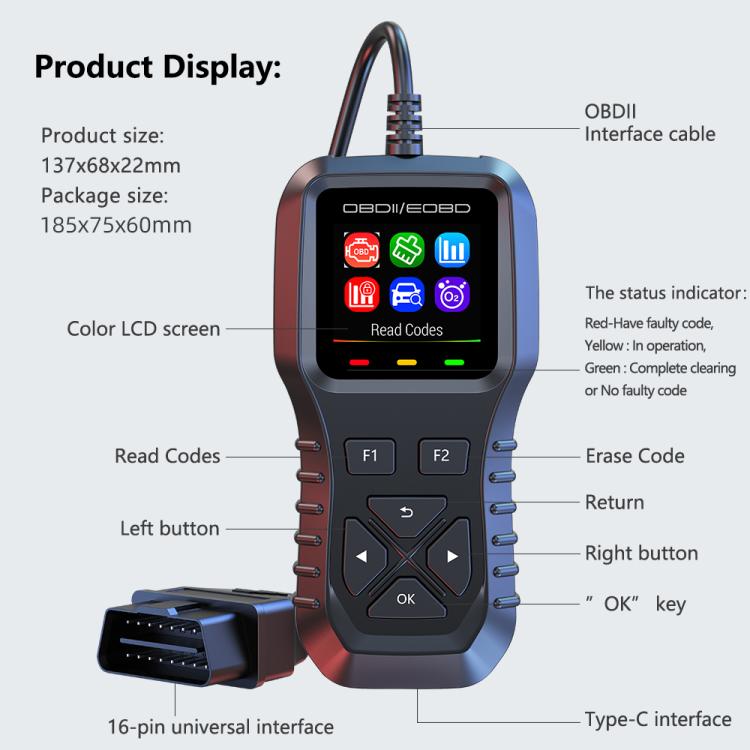 K1 Car OBDII Diagnostic Tool Smart Engine Fault Detector