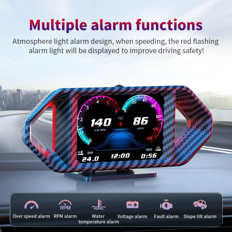 P26 Car HUD Head-Up Display Multi-function LCD OBD Smart Gauge Slope Meter Accelerometer