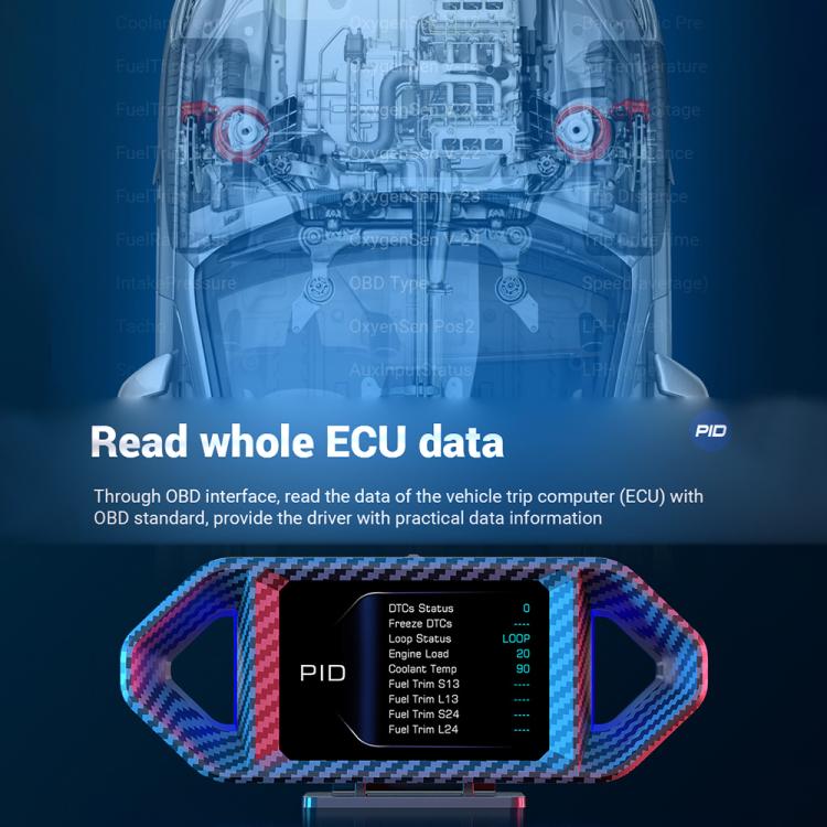 P26 Car HUD Head-Up Display Multi-function LCD OBD Smart Gauge Slope Meter Accelerometer