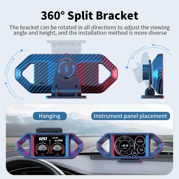 P26 Car HUD Head-Up Display Multi-function LCD OBD Smart Gauge Slope Meter Accelerometer