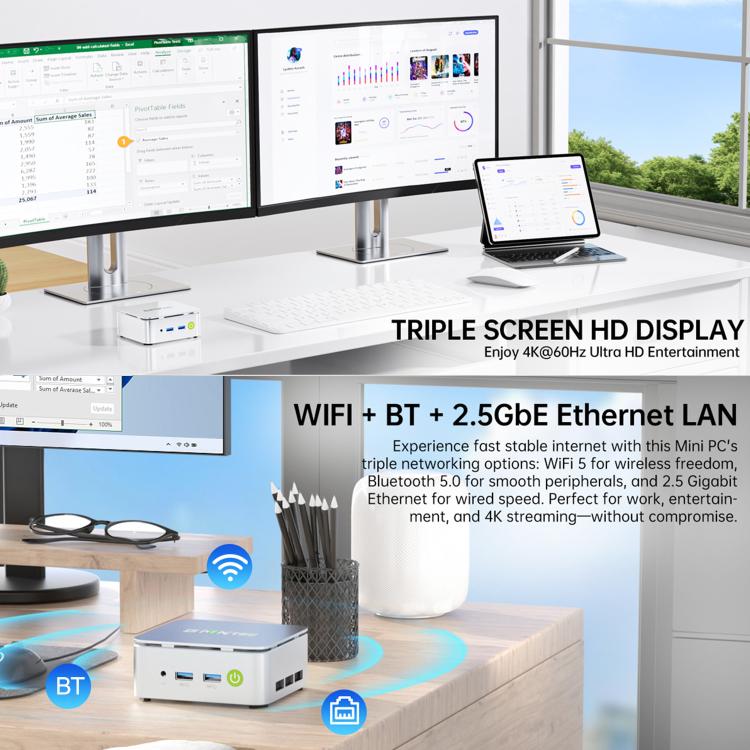 GMKtec NucBox G10 Mini PC, AMD Ryzen 5 3500U, Windows 11 Pro, WiFi, BT, HDTV, DisplayPort