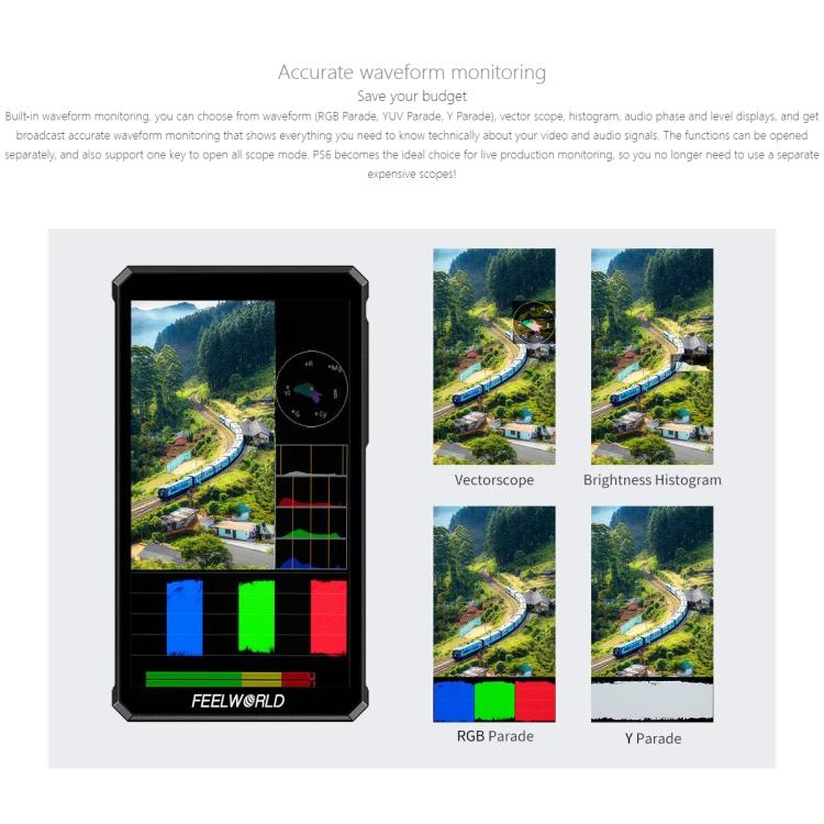 FEELWORLD PS6 5.5 inch OLED Vertical Horizontal Camera Field Video Monitor Touch Screen 4K HDMI-compatible
