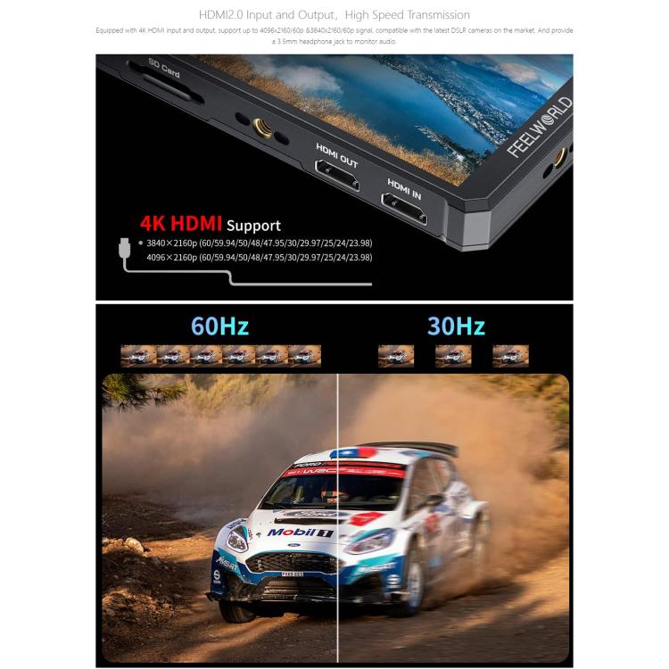 FEELWORLD PS6 5.5 inch OLED Vertical Horizontal Camera Field Video Monitor Touch Screen 4K HDMI-compatible