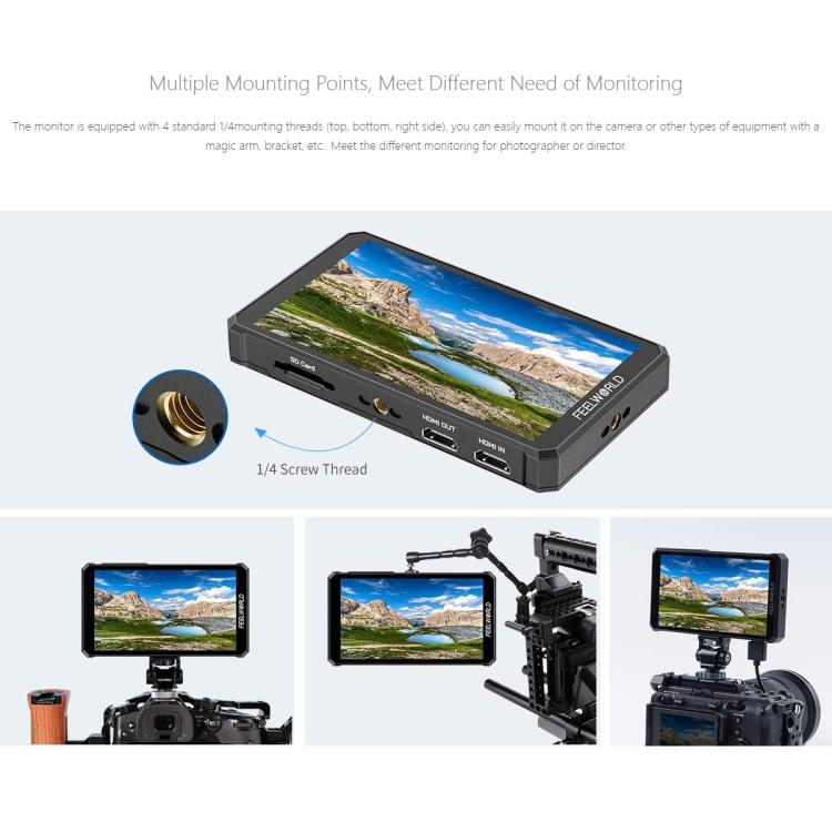 FEELWORLD PS6 5.5 inch OLED Vertical Horizontal Camera Field Video Monitor Touch Screen 4K HDMI-compatible