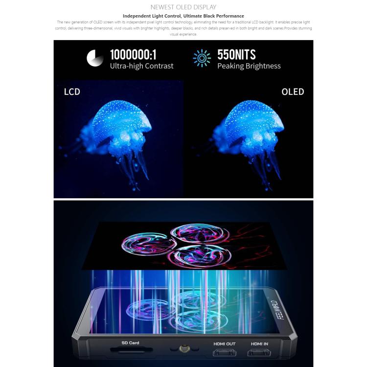 FEELWORLD PS6 5.5 inch OLED Vertical Horizontal Camera Field Video Monitor Touch Screen 4K HDMI-compatible