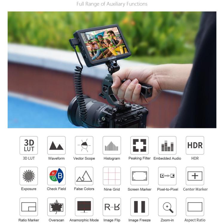 FEELWORLD T6 6 inch Camera Field Video Monitor Aluminium Housing 4K HDMI-compatible 1920x1080 IPS