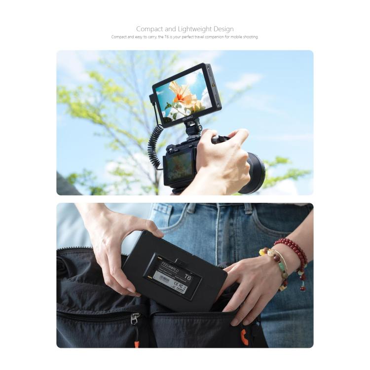 FEELWORLD T6 6 inch Camera Field Video Monitor Aluminium Housing 4K HDMI-compatible 1920x1080 IPS