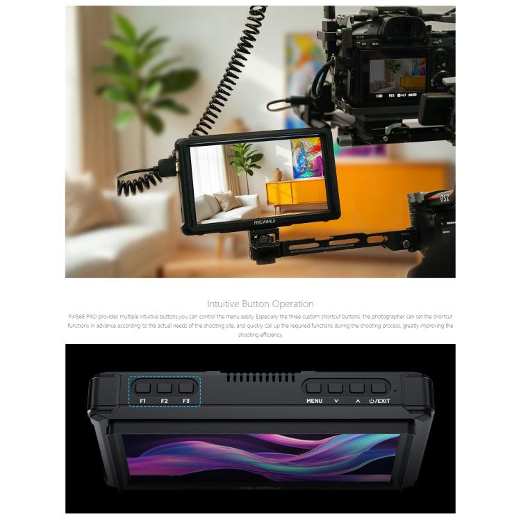 FEELWORLD FW568 Pro 6-inch 1200nit High Bright Camera DSLR Monitor 4K HDMI 60Hz IPS Screen
