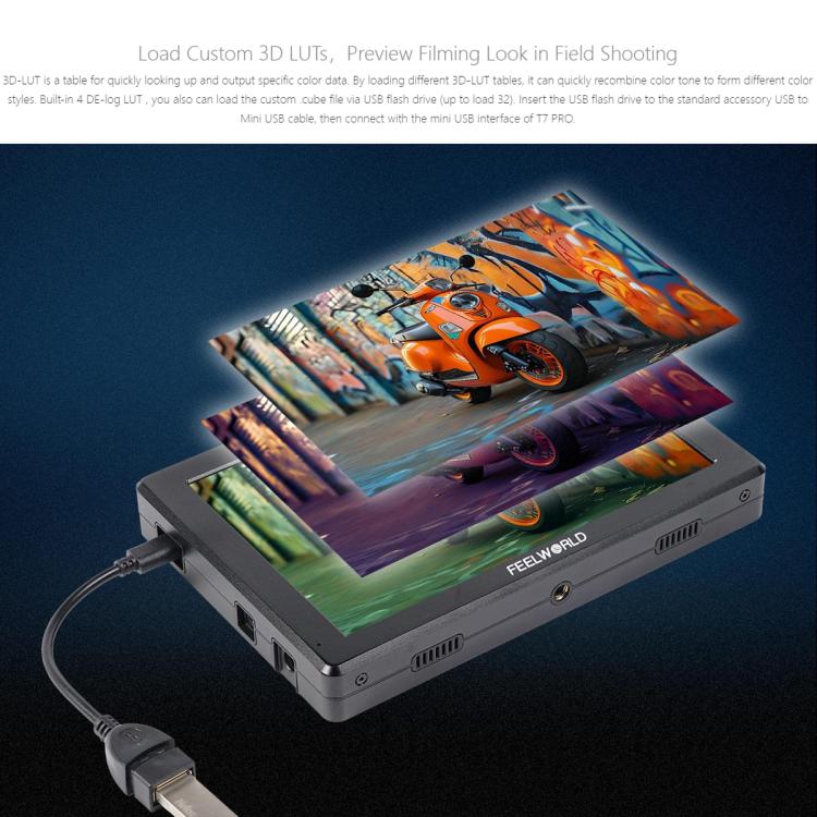 FEELWORLD T7 Pro 7-inch 2000nit Camera Field Video Monitor Aluminium Housing 4K 1920 x 1200 HDMI-compatible IPS Screen