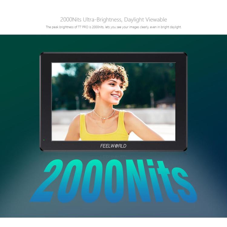 FEELWORLD T7 Pro 7-inch 2000nit Camera Field Video Monitor Aluminium Housing 4K 1920 x 1200 HDMI-compatible IPS Screen