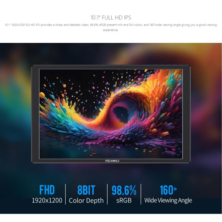 FEELWORLD D10 10.1 inch Portable External Monitor Touch FHD 1920 x 1200 USB-C HDMI-compatible Screen