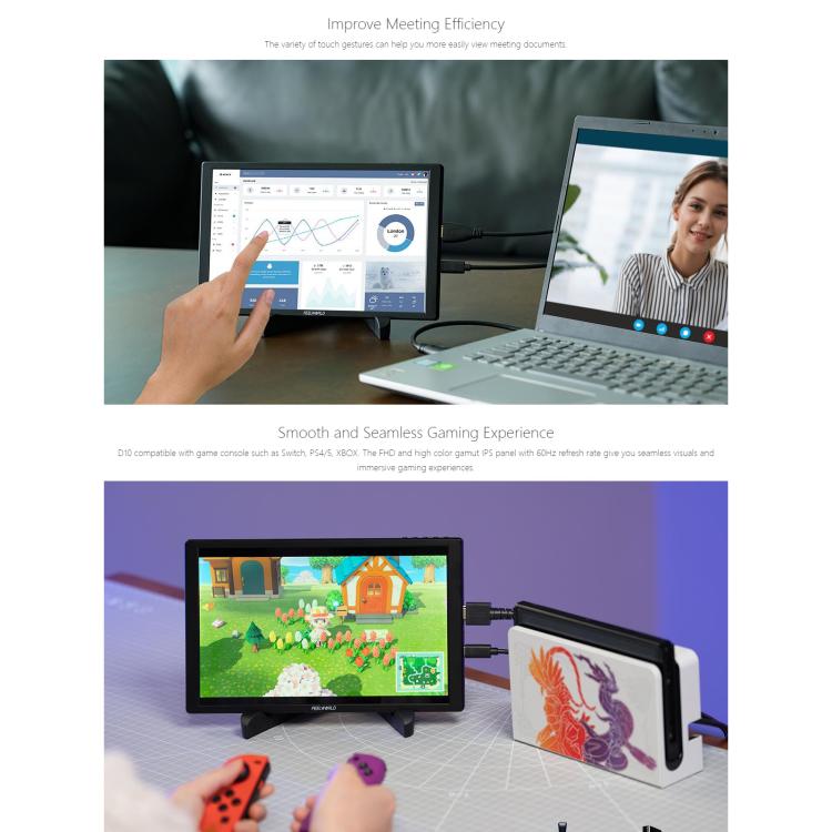 FEELWORLD D10 10.1 inch Portable External Monitor Touch FHD 1920 x 1200 USB-C HDMI-compatible Screen