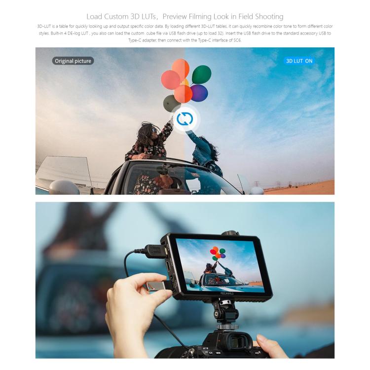 FEELWORLD SC6 6-inch 1500nit High Brightness Aluminium Filed Camera Video Monitor 3G SDI 4K HDMI-compatible 60Hz 1920 x 1080 IPS Screen